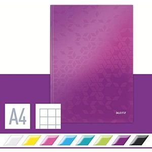 Leitz, Leitz WOW 46261062 notitieboek, A4, geruit, 160 pagina's, 90 g/m², violet