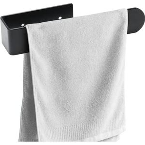 BillyBath Handdoekhouder voor badkamer, zwart, wandhanddoekhouder, zelfklevend, zonder boren of boren, installatie, handdoekhouder, zelfklevend, keukenhanddoekhouder (20 cm)