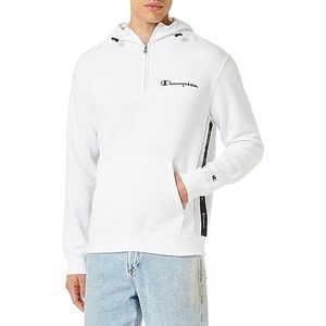 Champion Legacy American Tape Powerblend Fleece Half Zip Sweatshirt met capuchon voor heren, Wit.