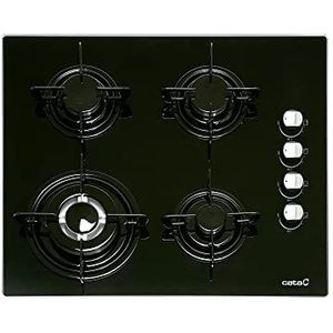CATA CI 631 BK A/A - Gas Hob with 4 Burners - 1 Triple Crown - voorbereid voor het koken van aardgas - 59 cm breed - Total Power 8 kW - Gasgrills van email Cata