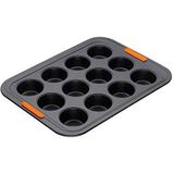 Le Creuset 12 mini-muffins, anti-aanbaklaag, 4,5 cm, zuurdesembestendig, van siliconenstaal, antraciet/oranje, 94101300000000