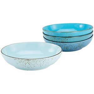 CreaTable, 23432 Nature Collection Aqua Poke Bowl Set van 4 kommen van aardewerk, vaatwasser- en magnetronbestendig, kwaliteitsproductie