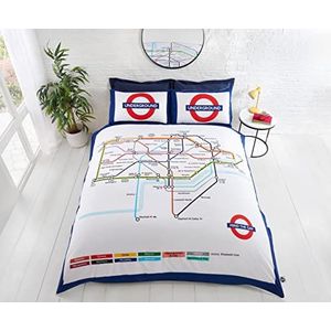 Rapport TFL London Underground kingsize dekbedset voor bedden, polyester en katoen, wit