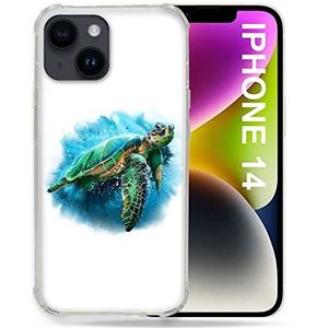 Beschermhoesje voor iPhone 14 (6.1), diermotief, schildpad, wit