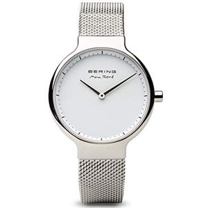 BERING Uniseks analoog kwarts Max René collectie horloge met armband van roestvrij staal en saffierglas, Zilver/Wit, ca
