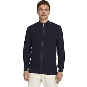 TOM TAILOR Structure Gebreid herenvest, 13160 - gebreide marineblauwe melange