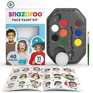 Snazaroo 1172006 make-up set voor jongens, make-up palet met penseel, spons en instructies, 8 kleuren