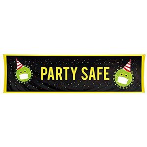 Boland 44621 Party Safe Banner, afmeting 50 x 180 cm, polyester vlag om op te hangen, wanddecoratie, slinger, verjaardag, feest, carnaval, themafeest