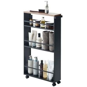 Yamazaki - Tower Wood Keukentrolley - Zwart - Staal