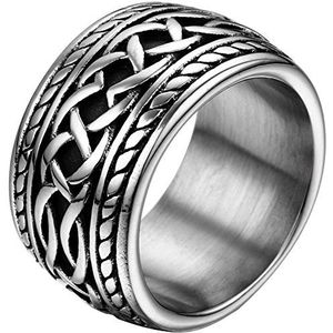 JewelryWe Bijoux pour homme femme 14,3 mm roestvrij stalen ring punk duim stijl ring voor schommel en bruiloft (met geschenkzak), roestvrij staal, Zonder steen.