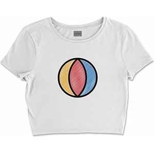 Bona Basics, Impression numérique, T-shirt basique pour femme, 100% coton, blanc, décontracté, hauts pour femme, taille : XL, blanc, XL taille court