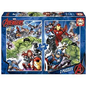 Educa - 2 x 100 Avengers | 2 puzzels met 100 stukjes. Geschatte afmetingen gemonteerd: 40 x 28 cm. Bestaat uit grote delen. Perfect verwerkt. Aanbevolen door 6 jaar (19679)