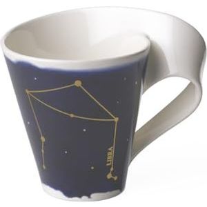 Villeroy & Boch 10-1616-5819 NewWave Stars mok met handvat, elegante mok met weegschaal, premium porselein, vaatwasmachinebestendig, wit/blauw, 300 ml