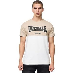 Lonsdale T-shirt Sandscove pour homme, Sable/blanc cassé/noir, M