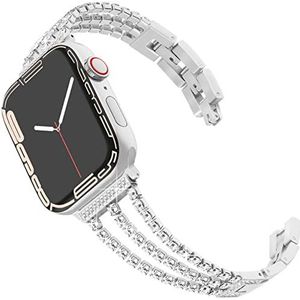 DEALELE Armband compatibel met iWatch 38 mm 42 mm 40 mm 44 mm 41 mm 45 mm 49 mm, Shining Diamond Metal Steel reservearmband voor Apple Watch Series 8 / 7 / 6 / 5 / 4 / 3 / SE / Ultra Women, Metaal