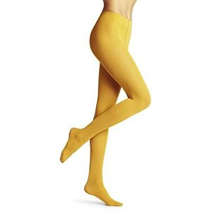 FALKE Dames fijne panty 50 DEN zwart huidskleur vele andere kleuren - fijne panty versterkt zonder patroon halfondoorzichtig, scheurvast mat duurzaam, geel (Ambre 1851), L, geel (Bernstein 1851)