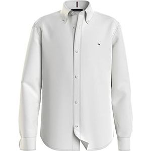 Tommy Hilfiger Oxford stretch overhemd voor jongens, L/S, casual, wit, 12 maanden, Wit.