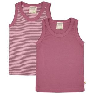 loud + proud Lot de 2 maillots de corps pour fille, côtes fines, coton bio et certifié GOTS, Raisin, 98-104