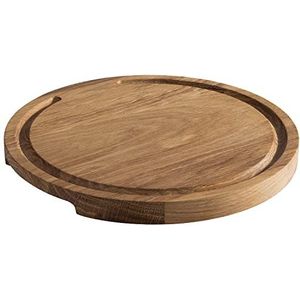 APS 755 Pizza Plateau de service en chêne huilé, Ø 24 cm, avec gouttière à jus