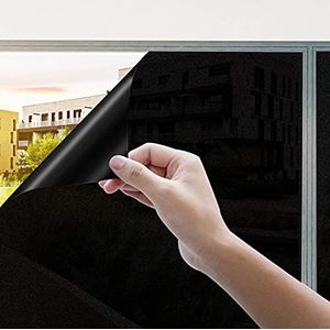 Zwarte raamfolie, privacy voor ramen, niet-hechtend, zwarte folie ter bescherming van de privacy voor ramen, 44,3 x 200 cm, stickers voor ramen van melkglas.