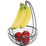 iDesign AUSTIN Fruitmand met bananenstandaard, ronde fruitmand van metaal, mat zwart