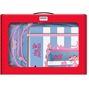 Dohe - Cadeaukoffer - Rugzak, reserve map en drievoudig etui - Pink Panther - Model Stripes