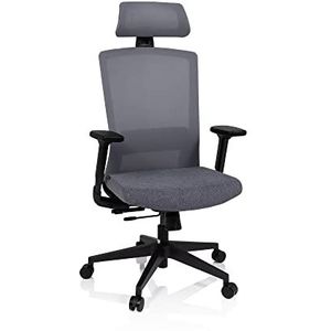 hjh OFFICE 732107 bureaustoel CAPTIVO stof / mesh grijs ergonomische draaistoel, zitdiepte en armleuningen verstelbaar