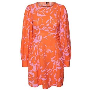 Vero Moda Vmpolliana Inge Ls Mini Dress Wvn Ga Damesjurk, Scarlet Ibis/Aop: Polliana