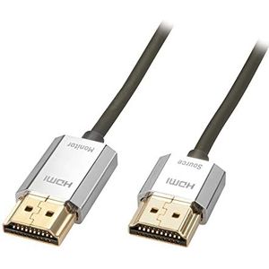 LINDY - Cromo HDMI 2.0 kabel High Speed 3 meter met Ethernet, slank ontwerp, 4 k @60 Hz 10,2 G 3D 1080p HDCP 2.2 Arc CEC test TV OLED, Xbox, PS4, PS5, Blu-Ray, Bar on