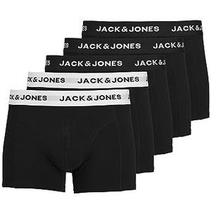 Jack & Jones Jacsolid Trunks Boxershorts voor heren, 5 stuks, zwart/wit