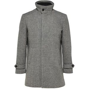 SELETED Heren Slhreuben Wool Coat Noos Korte herenjas, Lichtgrijs chinees