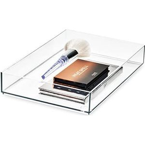 iDesign 95302EU Organizer voor make-uptafel, ladeverdeler uit de exclusieve collectie Sarah Tanno, cosmetica-organizer van kunststof, transparant, 20,3 x 30,5 x 5 cm