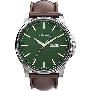 Timex Klassiek herenhorloge met datum en dag 45 mm, Roestvrij staal, 45 mm, aankleedklok