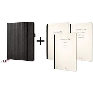 SIGEL CF132 Organizer, aktetas, 24,5 x 31 x 3 cm, kunstleer, zwart met 3 schriften, Conceptum flex