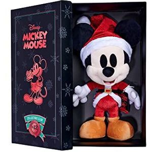 Simba 6315870305 Disney Mickey Mouse kerstman, december editie, exclusief Amazon, pluche figuur 35 cm, geschenkdoos, gelimiteerde editie verzamelaar