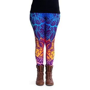 cosey Dameslegging met dierenprint, kleurrijk, Pauw