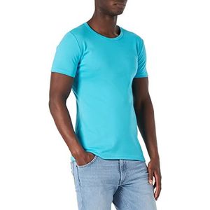 Trigema Heren T-shirt van katoen/elastaan, Blauwe Azure