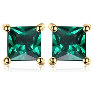 JewelryPalace Echte amethist vierkante oorbellen zilver 925, Edelsteen, Smaragd