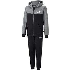 PUMA Ess+ Overall met capuchon Block FL B trainingspak voor jongens, middengrijs gemêleerd, 128