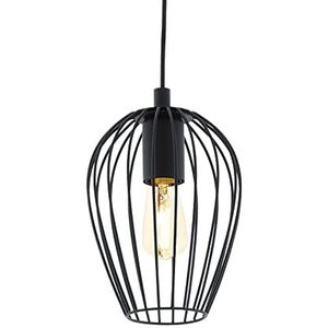 EGLO Hanglamp Newtown, 1 lichtpunt, vintage hanglamp, retro hanglamp van staal, kleur: zwart, fitting: E27, Ø: 16 cm