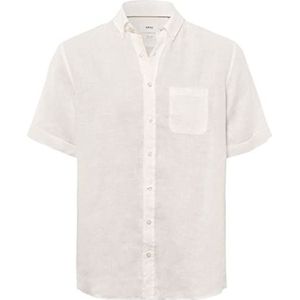 BRAX Style Dan U Linen Garment Dye Heren Zomer Linnen Overhemd met Button Down Kraag Heren Shirt, Wit.