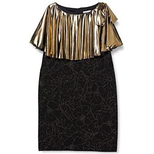 Gina Bacconi Dames metallic jurk cocktailjurk, zwart/goud, maat 48, zwart/goud
