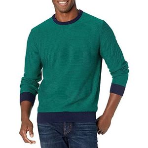 Amazon Essentials Heren trui met ronde hals (verkrijgbaar in grote maat), groenblauw/witte strepen, maat XL
