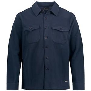 JP 1880 Heren grote maten Menswear L-8XL Overhemd Lange Mouwen Fleece 812747 Nachtblauw Mat, 4XL, Mat nachtblauw