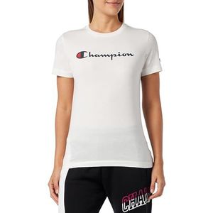Champion Legacy American Classics W Light Cotton Jersey S-s Regular Crewneck T-shirt voor dames, Wit