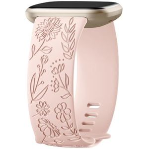 Oielai Armband met zonnebloemprint, compatibel met Fitbit Versa 3 / Fitbit Versa 4 / Fitbit Sense / Fitbit Sense 2 armband voor dames, zachte siliconen, S 4.7''-7.3'', siliconen