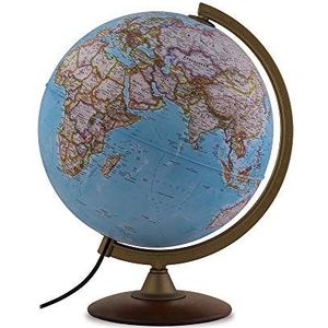 TECNODIDATTICA - NATGEO Explorer Classic 30 wereldbol | Geoc Classic fysieke en nationale politieke mapping | basis van beukenhout | verlicht | Spaanse tekst | diameter 30 cm