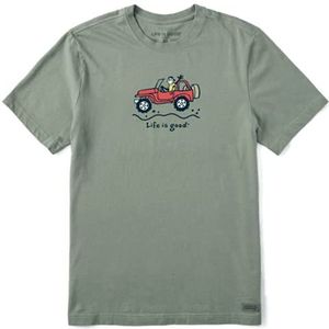 Life Is Good T-shirt graphique vintage Crusher pour homme, Jake hors route - Vert mousse, S