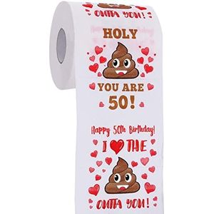 AOZITA Verjaardagscadeau voor mannen en vrouwen, toiletpapier ""Happy Prank"", decoratie voor de 50e verjaardag, feestbenodigdheden, grappige cadeaus voor hem, haar, vrienden, 380 vellen en 3 lagen
