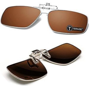 Gepolariseerde clip-on zonnebril zonnebril clip op zonnebril met flip-functie geschikt voor outdoor-sporten, Bruin